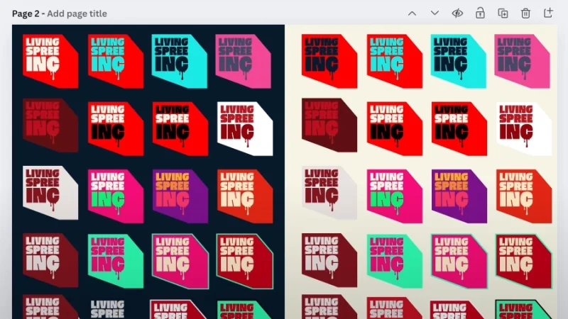 color study for living spree brand logotype design in canva