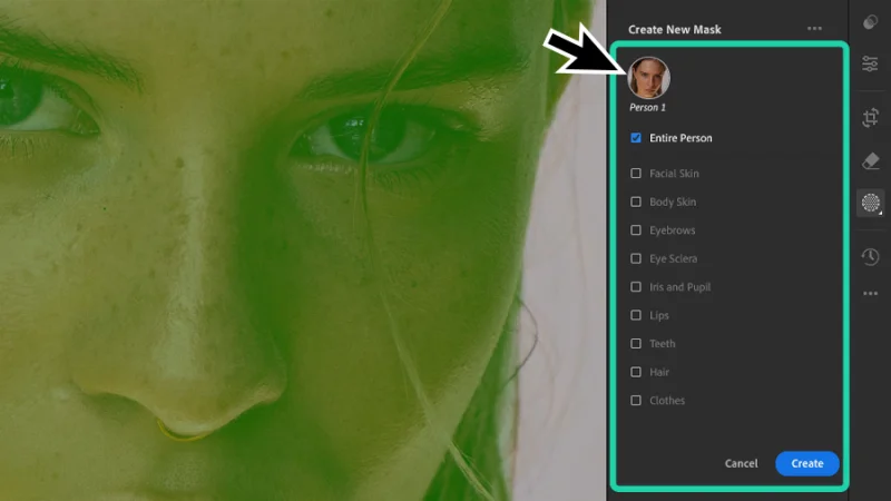 new mask settings highlighted  in lightroom