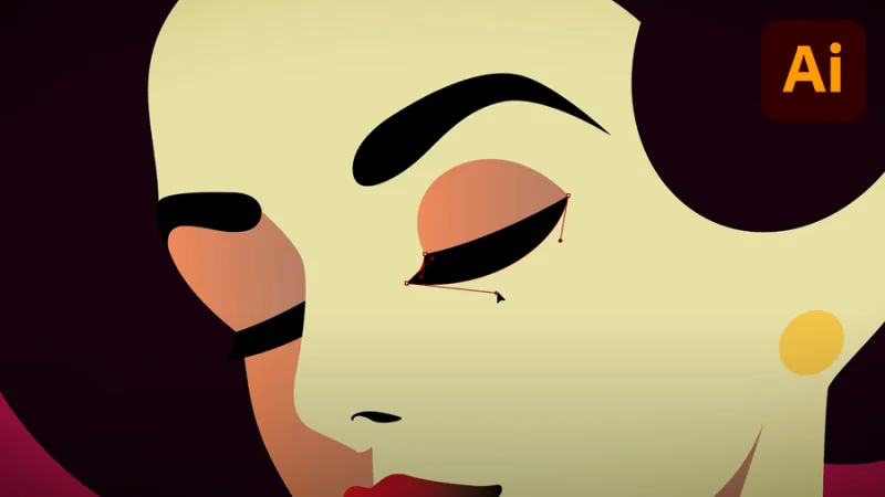 detail illustration of a woman’s face designed in illustrator