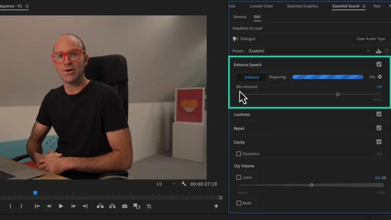 enhance speech feature explained in premiere pro