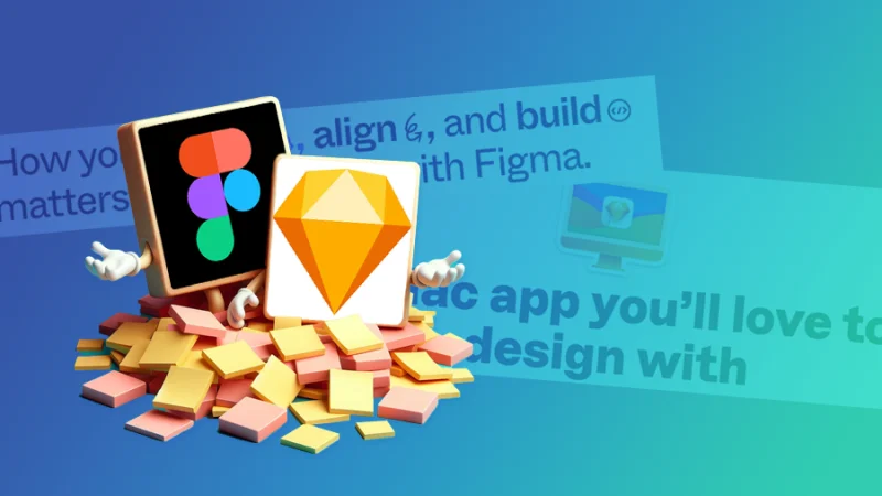 figma and sketch icons up to the knees in post-it notes