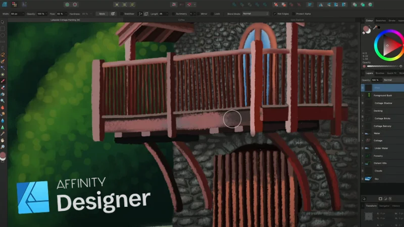 painting a drawing with a texture brush in affinity designer