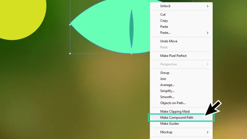 make compound path option highlighted in drop down menu in illustrator