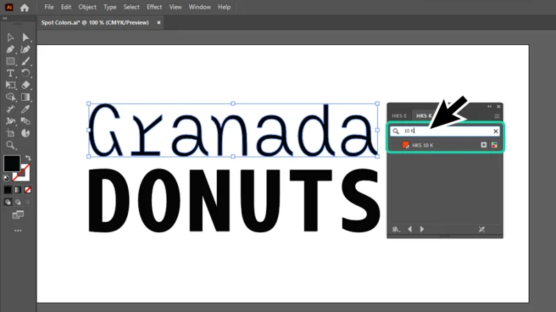 searching for the 10k hks spot color in Illustrator