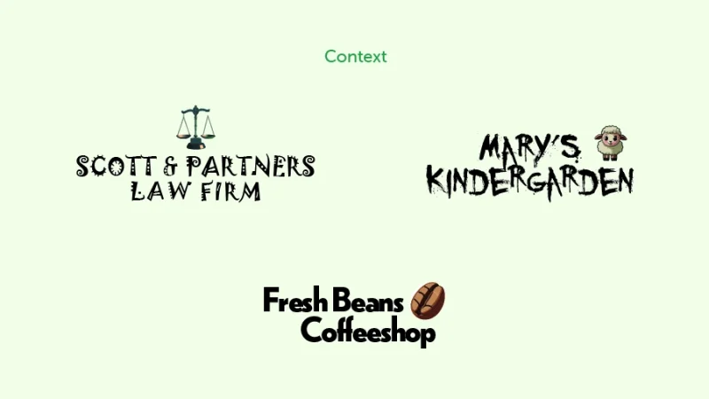 three font pairing examples of fictional brands considering context