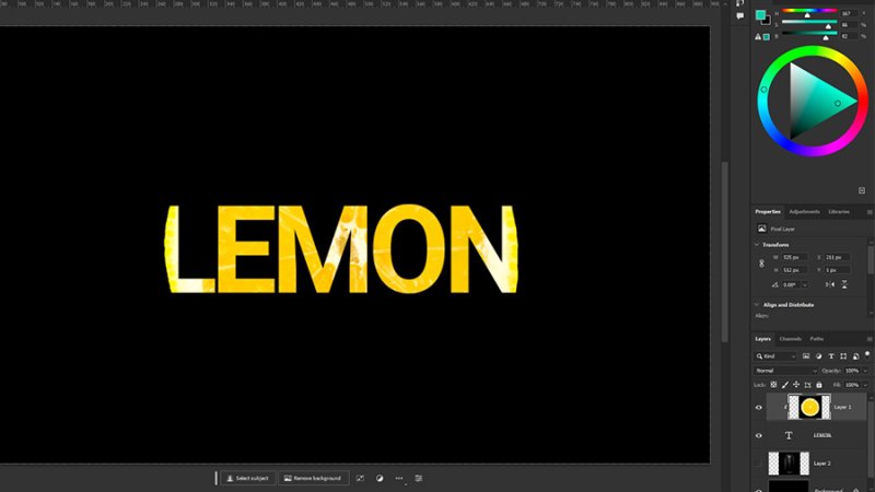 Finished result. Clipping Mask is active and you can adjust both text and background.