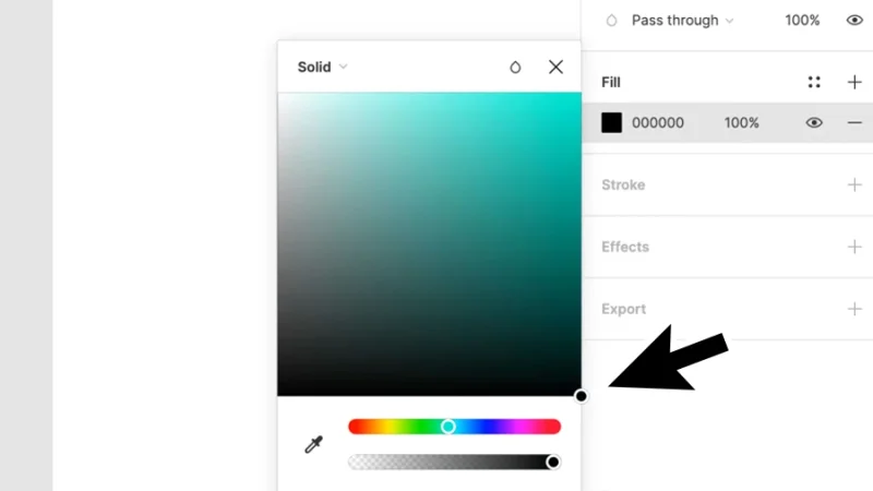 adjusting brightness to minimum light in figma
