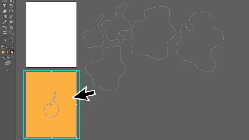 freehand drawn and rectangle shape aligned to the center and selected in illustrator