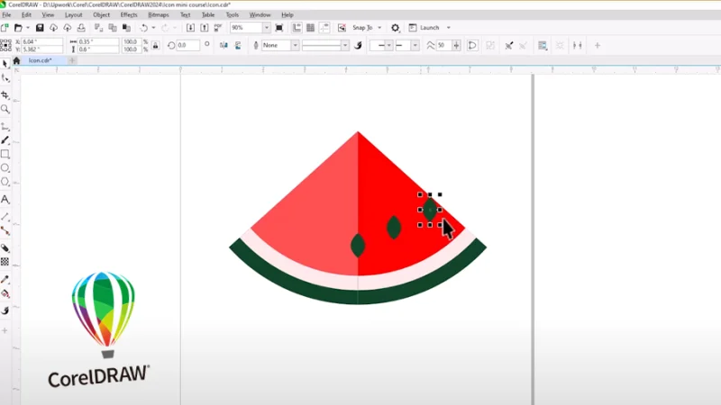 vector design of a watermelon designed in corel draw