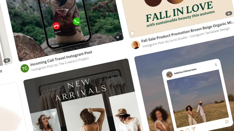 template options for a social media square post previewed in canva