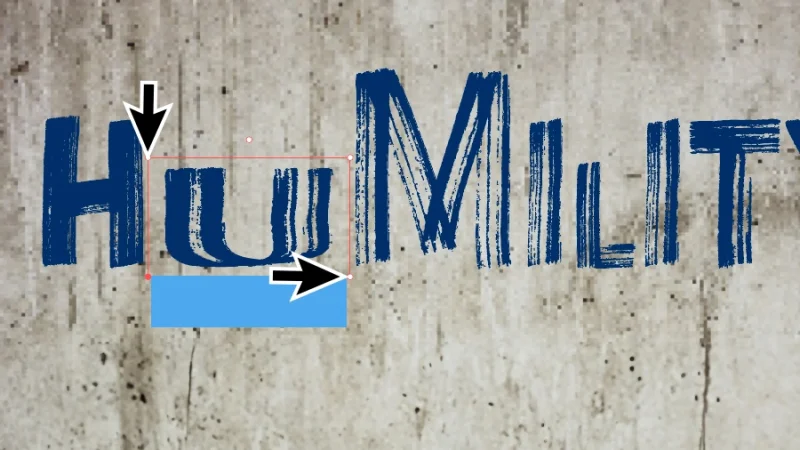 horizontal scaling of the letter u in humility in adobe illustrator