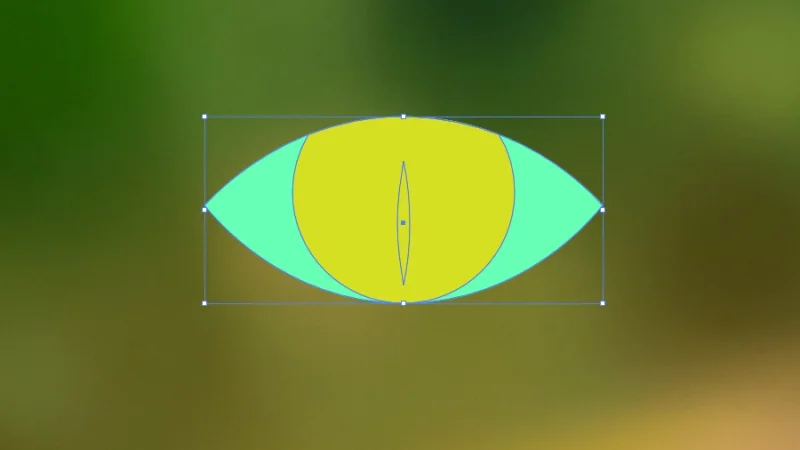three ellipses drawn and overlapped to form the shape of a cat’s eye in illustrator
