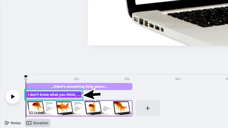 adjusting text element timings on video timeline in canva