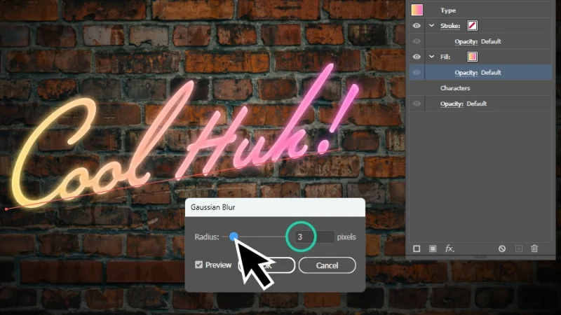 adjusting gaussian blur radius level in adobe illustrator