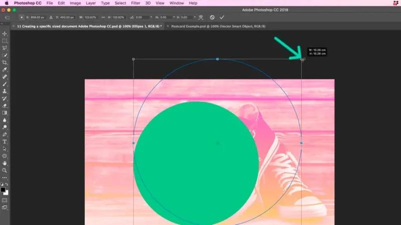 scaling up an ellipse in adobe photoshop