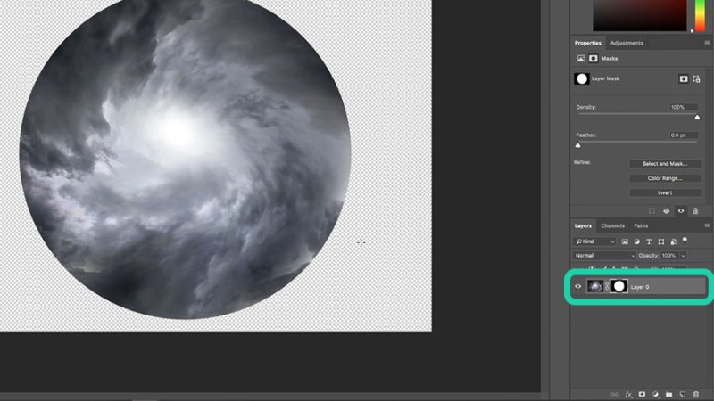 Layer Mask is active and the selected area was preserved visible.