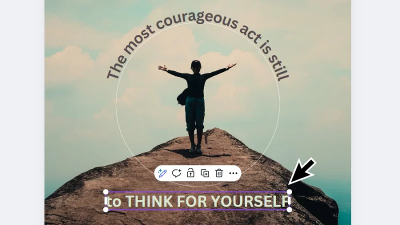 highlighted text bounding box in canva