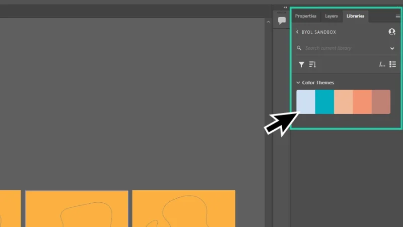 color themes displayed in adobe libraries panel in illustrator