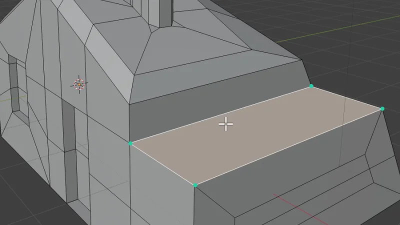 rectangle face highlighted on a 3d model surface in blender
