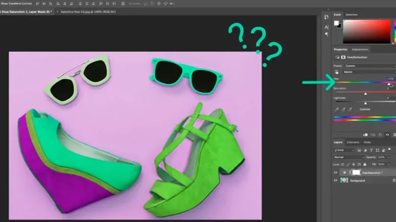 In this example, simply adjusting the Hue setting will bring unwanted results. We must be more precise.