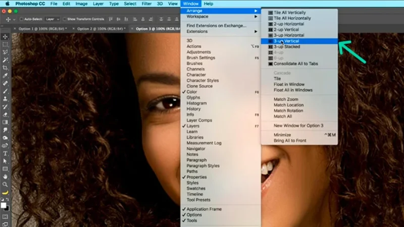 defining number and orientation for multiple views in Adobe Photoshop.