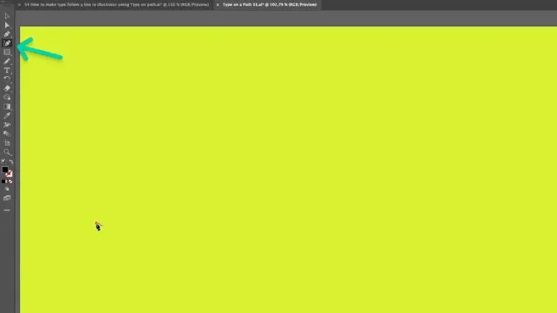 highlighted curvature tool in toolbar in Adobe Illustrator