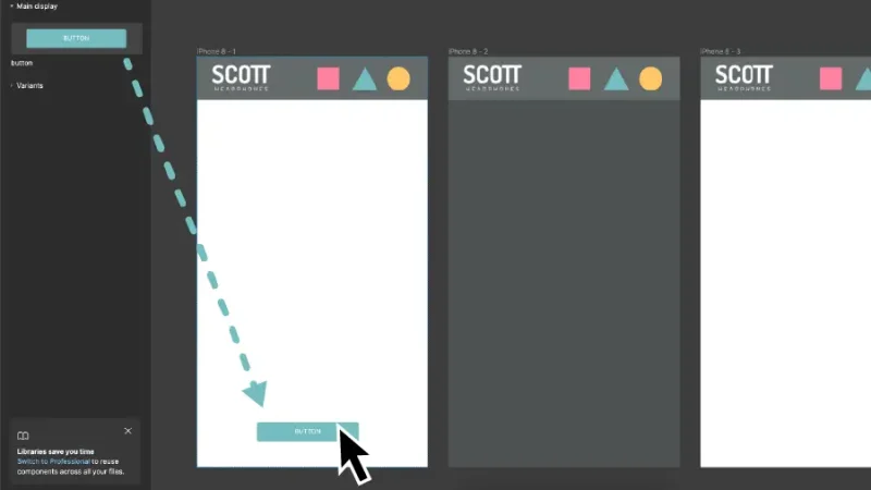 Green dashed arrow points at a green button with white text.