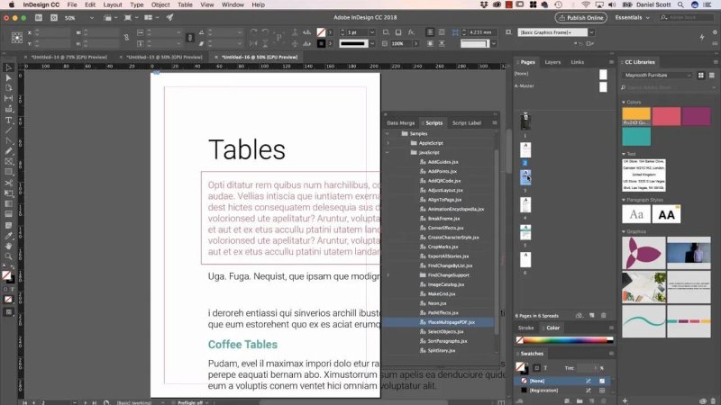 InDesign document with the 