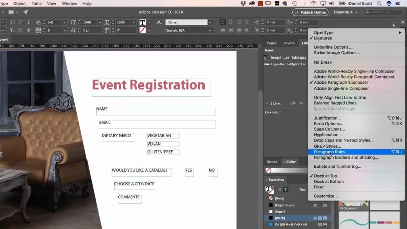 InDesign layout of an 