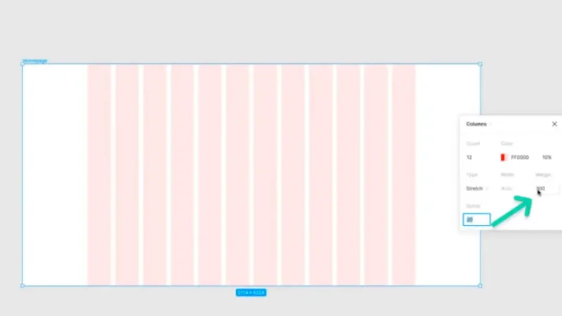 example of a grid with high margin value for desktop large screens prototyping in figma