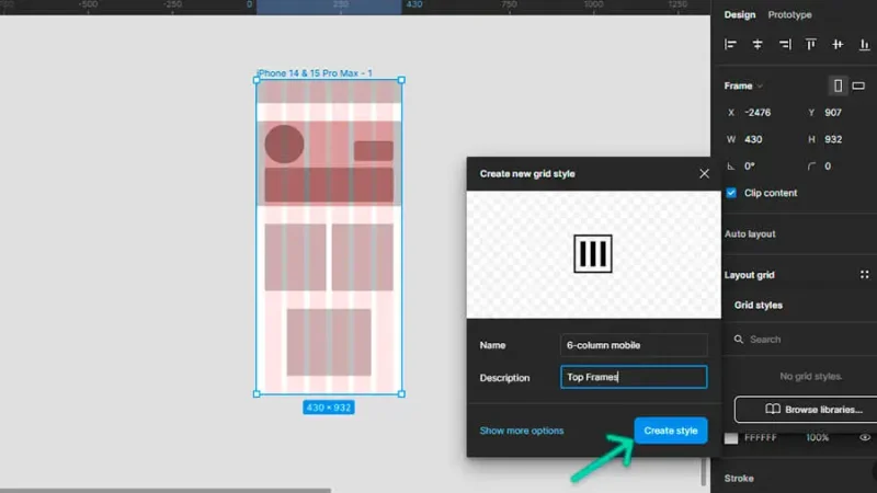 create style button highlighted in figma
