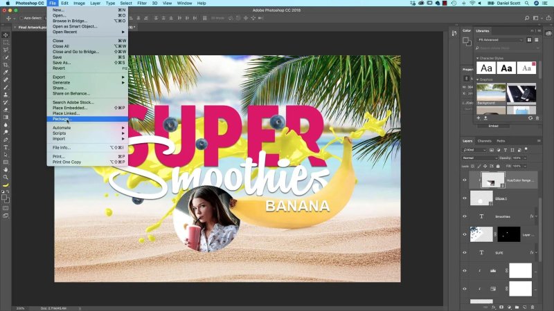 Photoshop workspace opening the 