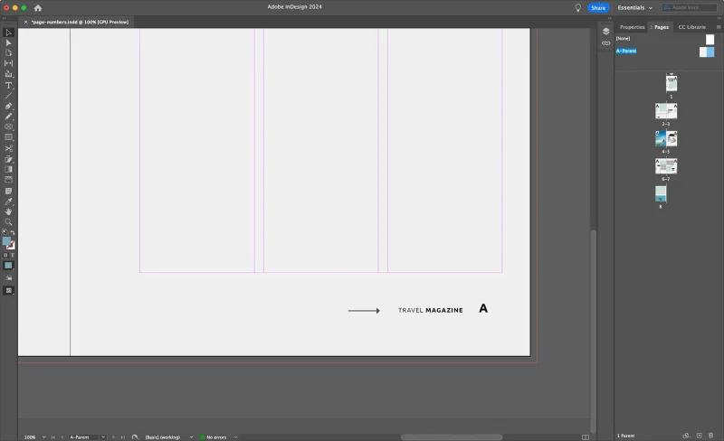 Screenshot of an arrow on the page in InDesign