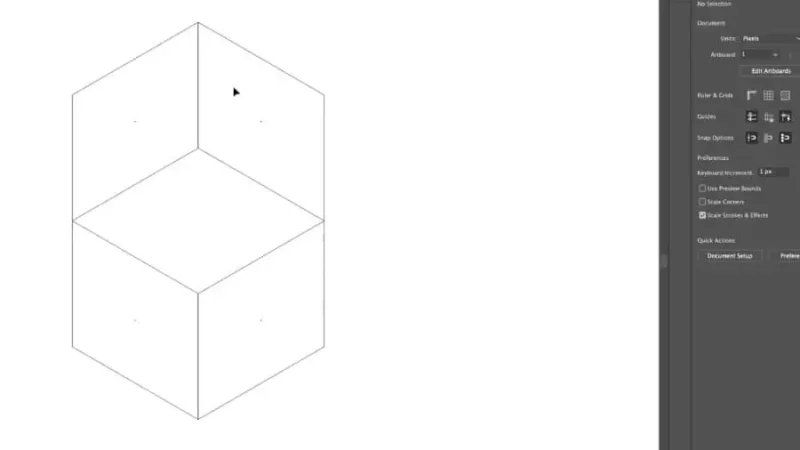 combined geometric shapes viewed in outline mode in adobe illustrator