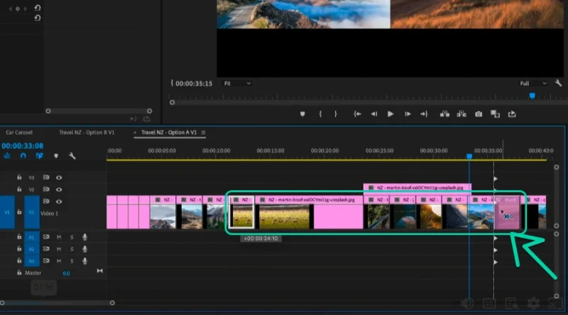 changing clip order across timeline in premiere pro