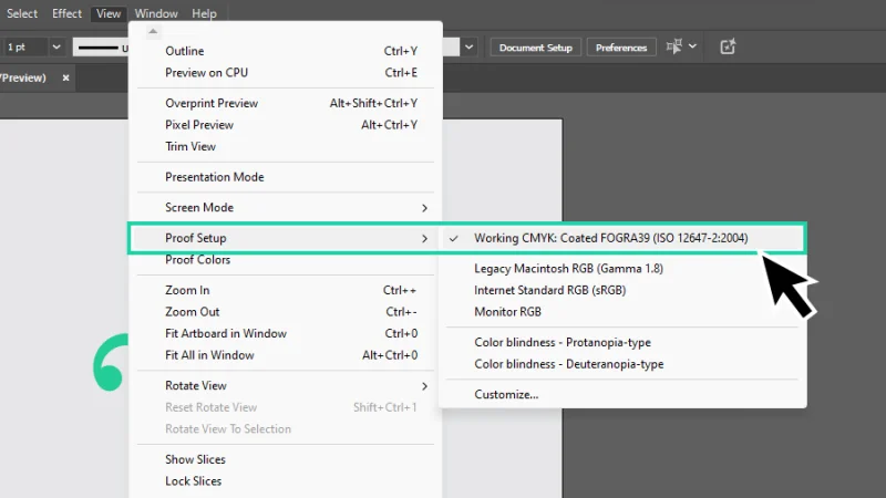 Proof setup Working CMYK option checked in Illustrator