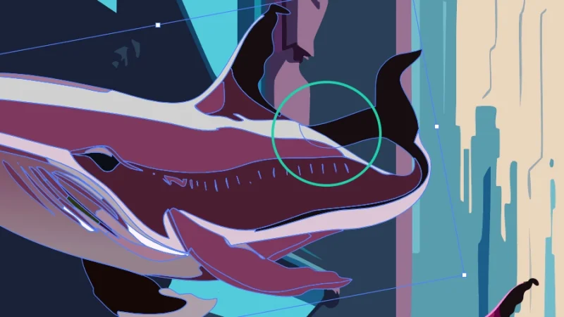 highlight of a hidden portion of a whale’s tail in adobe illustrator