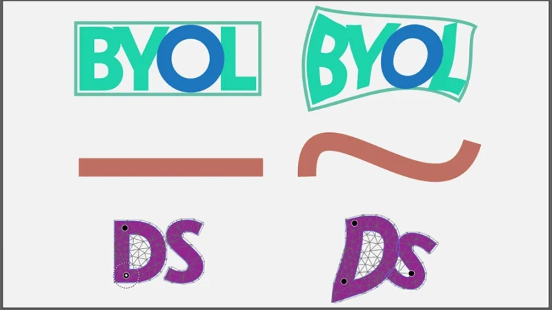 puppet warp edited typography and shapes in adobe illustrator