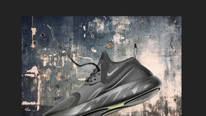 running shoe placed over new background in photoshop