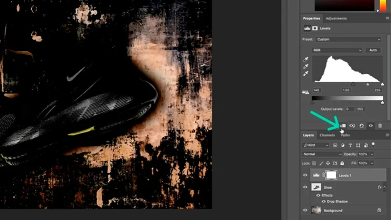 adding clipping mask to adjustment layer in photoshop