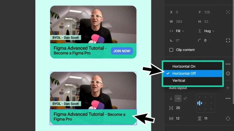 cycling through three component variants in figma