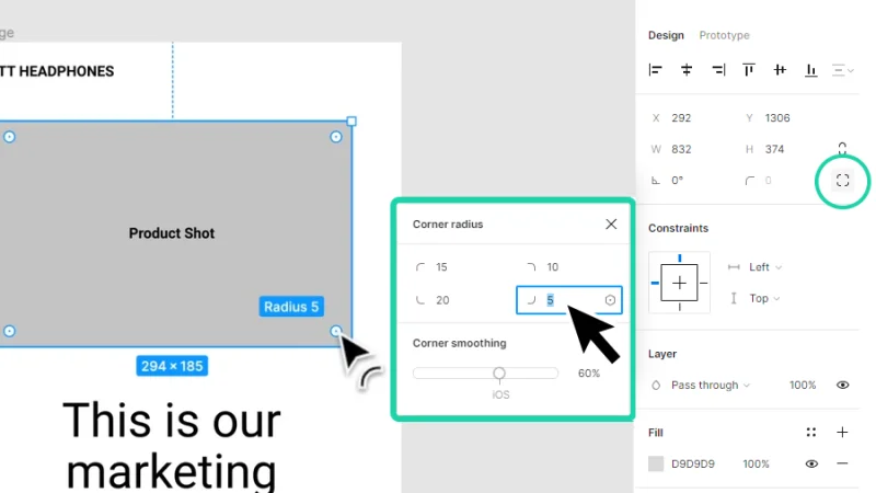 adjusting independent corners radius values in figma