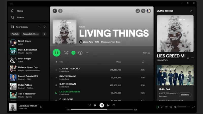 image of spotify desktop user interface
