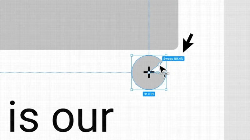 applying the arc feature to an ellipse in figma