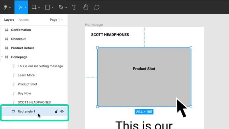 rectangle displayed at the bottom of the layers panel in figma