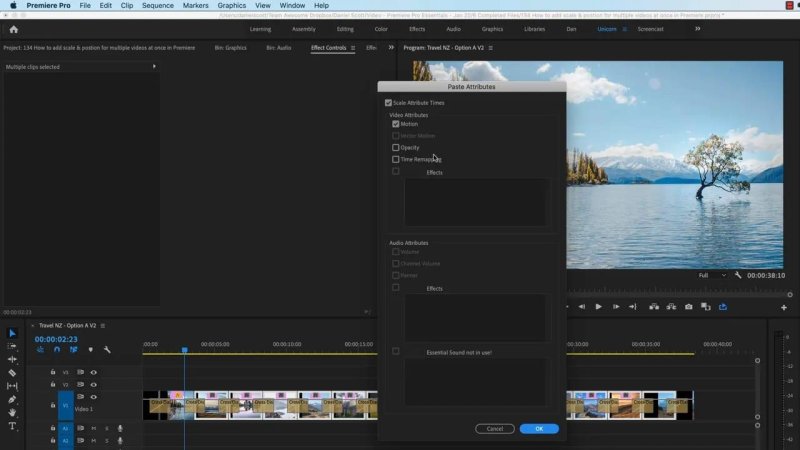 Premiere Pro workspace showing the 