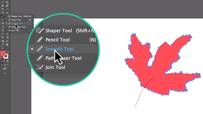 smooth tool highlighted from the toolbox in adobe illustrator