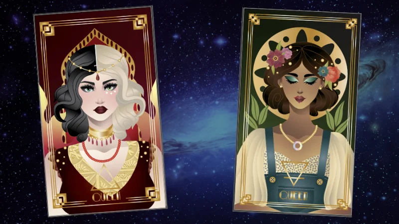 2 tarot cards designed in Illustrator