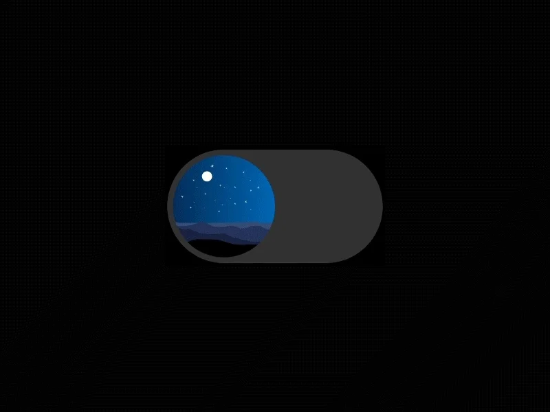 A switch that displays the sun for daytime and the moon for evening time