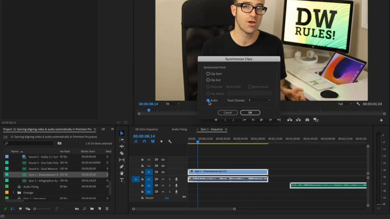 Premiere Pro workspace displaying the 